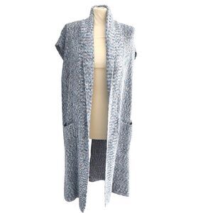 NWT Cabi Blue Gray Knit Duster Cardigan Women’s S Long Open Front Pockets Cozy